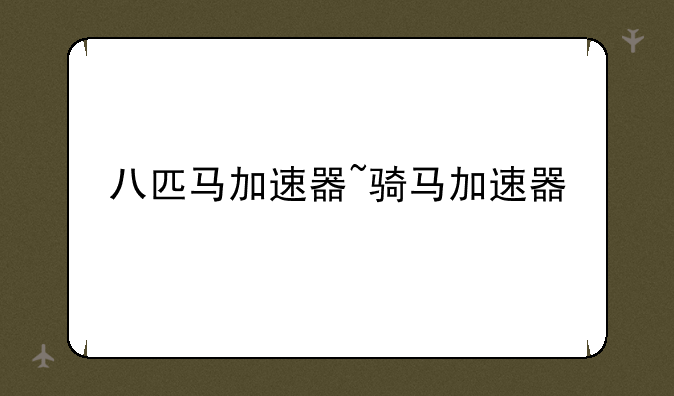 八匹马加速器~骑马加速器