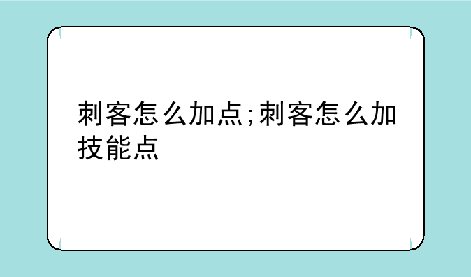 刺客怎么加点;刺客怎么加技能点