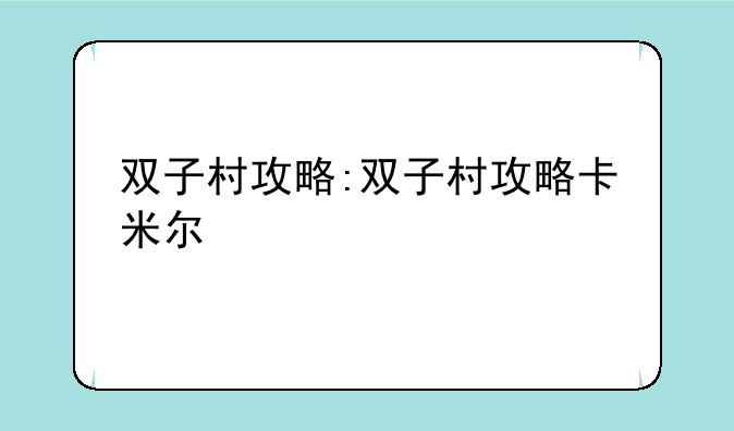 双子村攻略:双子村攻略卡米尔